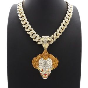 Mad Clown Pendant & 18" Iced cuban box lock chain
